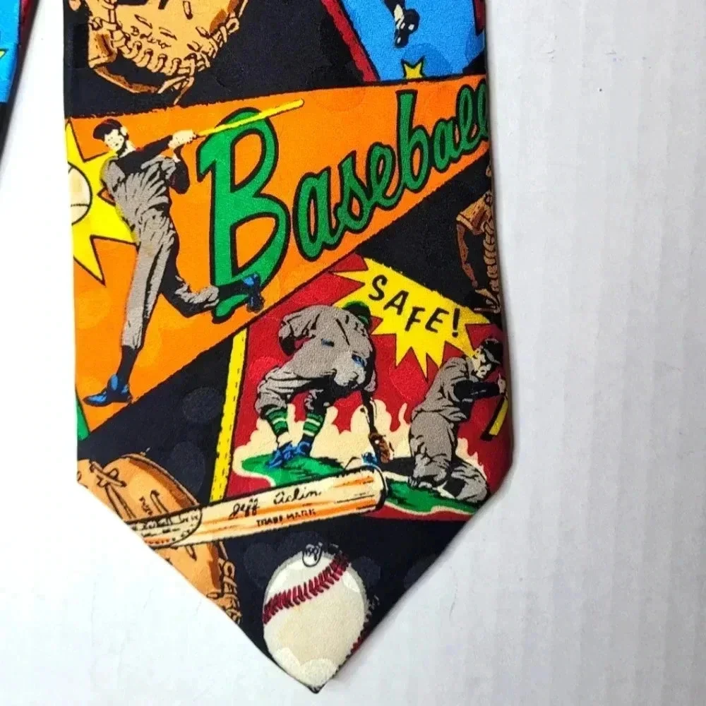 ROSSETTI Alk Star Baseball Comic Book Tie Men's Necktie Vintage